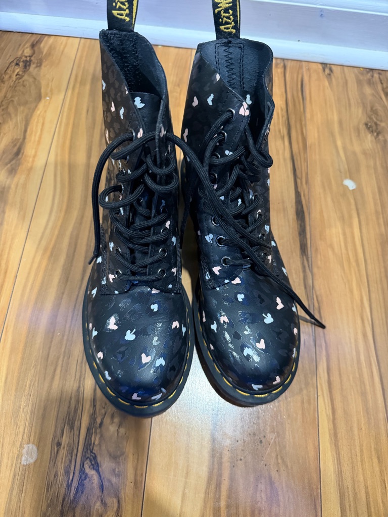 Dr. Martens Black Heart-Print Lace-Up Boots